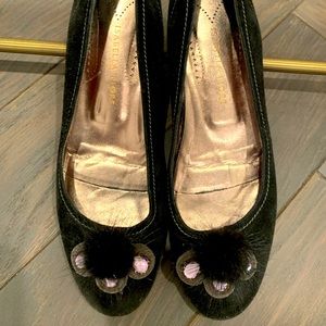 Black ballet slippers flats with Pom pom.
